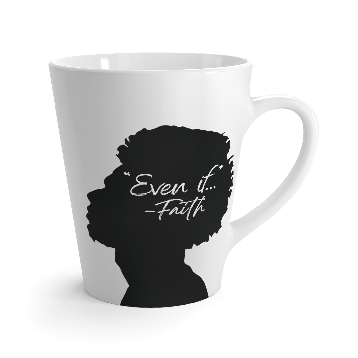 'What if / Even if' Faith Coffee Mug: Man with Afro What if back View, No Background