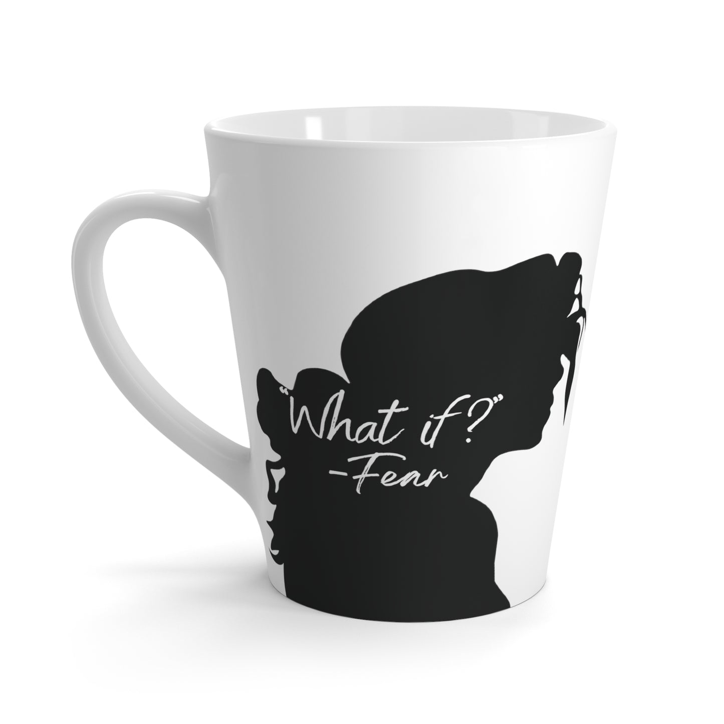 'What if / Even if' Faith Coffee Mug: Woman with Long Hair 2 What if back View, No Background