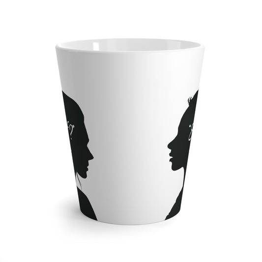 'What if / Even if' Faith Coffee Mug: Woman with Long Hair 3 Side View, No Background