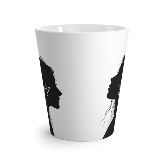 'What if / Even if' Faith Coffee Mug: Woman with Long Hair 4 Side View, No Background