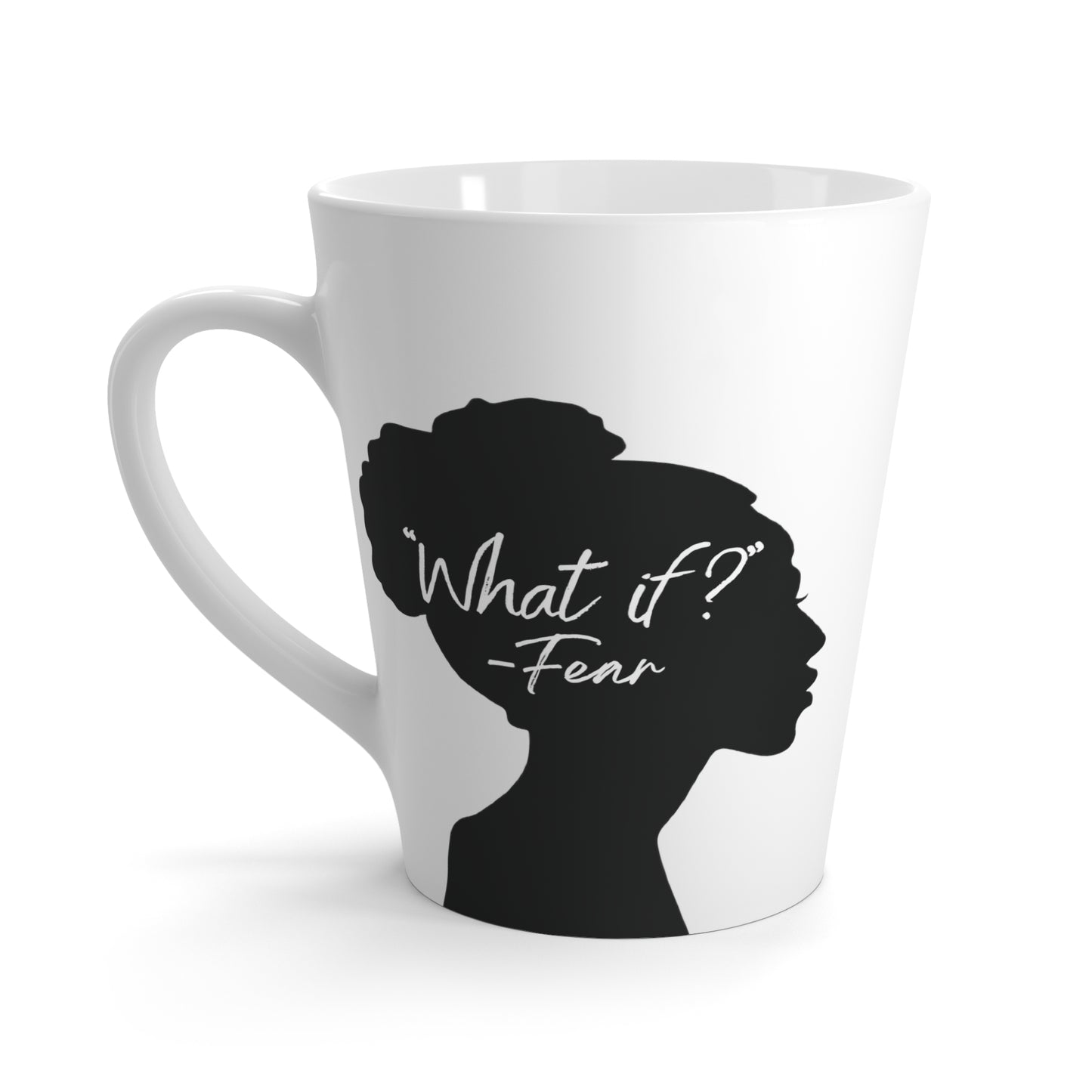 'What if / Even if' Faith Coffee Mug: Woman with Natural Hair 1 What if back View, No Background