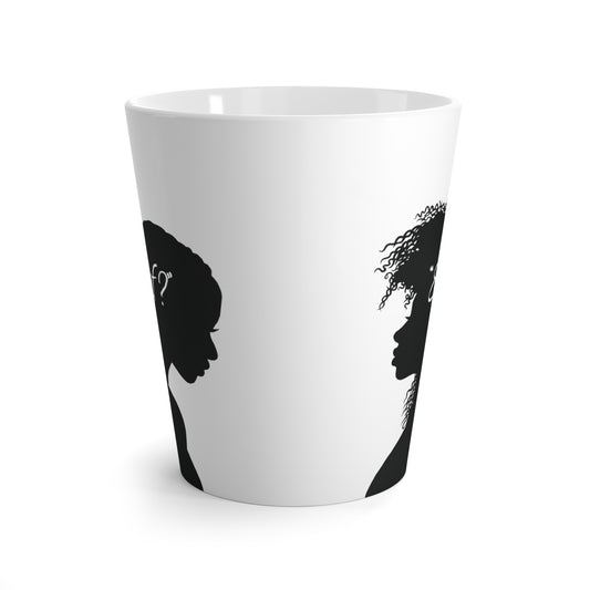 'What if / Even if' Faith Coffee Mug: Woman with Natural Hair 2 Side View, No Background