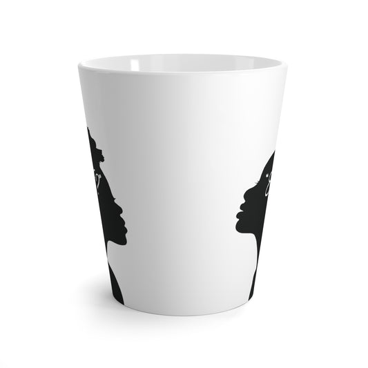 'What if / Even if' Faith Coffee Mug: Woman with Natural Hair 3 Side View, No Background