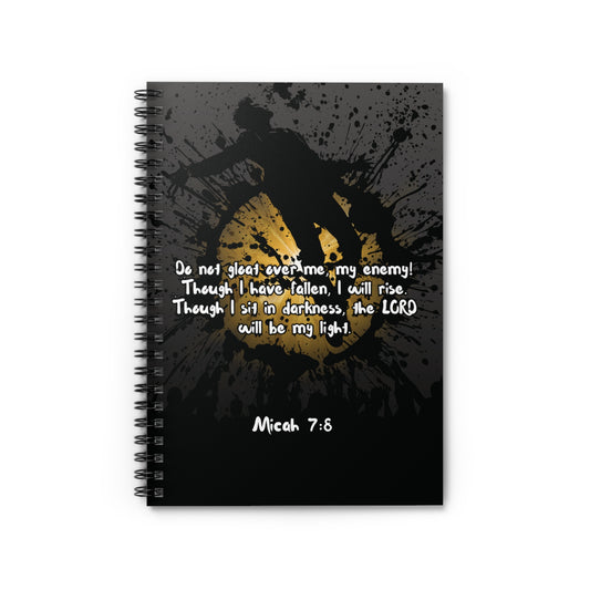 Front cover of "Don't Gloat over me" Spiral Christian Journal with scripture-themed design that screams comeback.