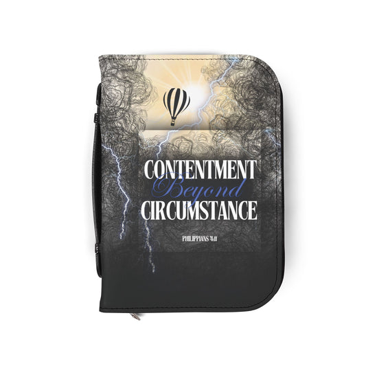 Front of the Contentment beyond Circumstance Bible Cover inspired by Philippians 4:11–13 for the Believer who’s learned the secret: peace isn’t about what’s going on around you, but Who is holding you up within it.
