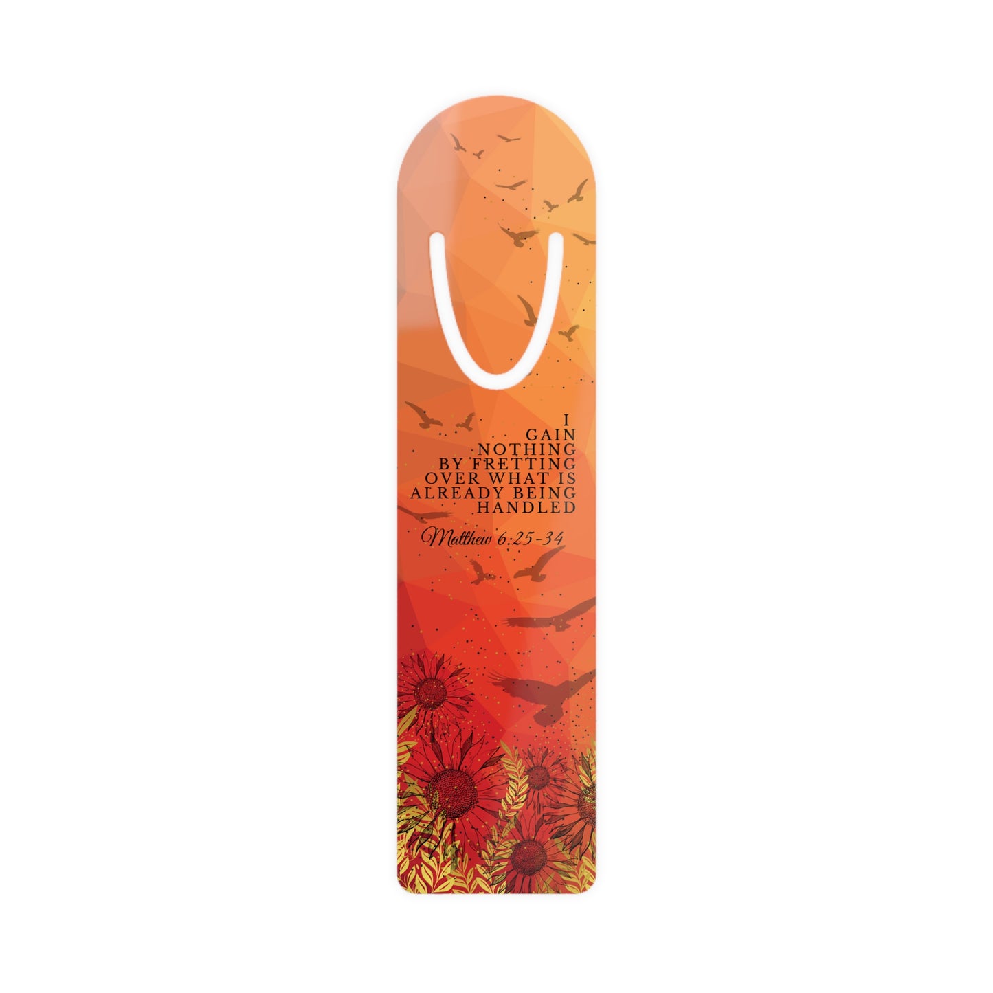 "I Gain Nothing by Fretting" -Matthew 6:25-34 Christian Bookmark Front