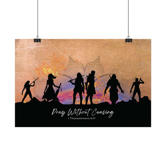 1 Thessalonians 5:17- 'Pray without Ceasing' Christian Art Poster 17 x 11 hanging, white background