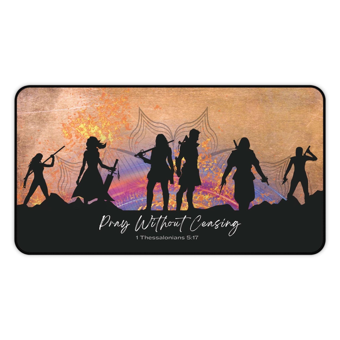 1 Thessalonians 5:17 - 'Pray without Ceasing' Christian Desk Mat 12 x 22 Top View No Background