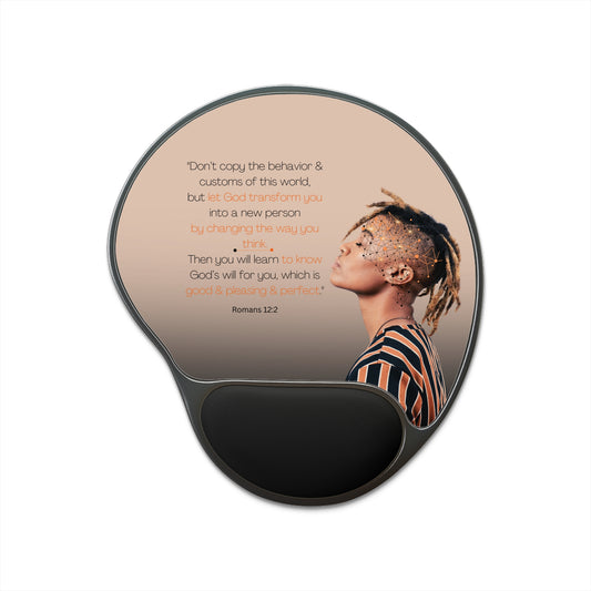 Romans 12:2 - 'Let God Transform You' Scripture Mouse Pad Top View No Background