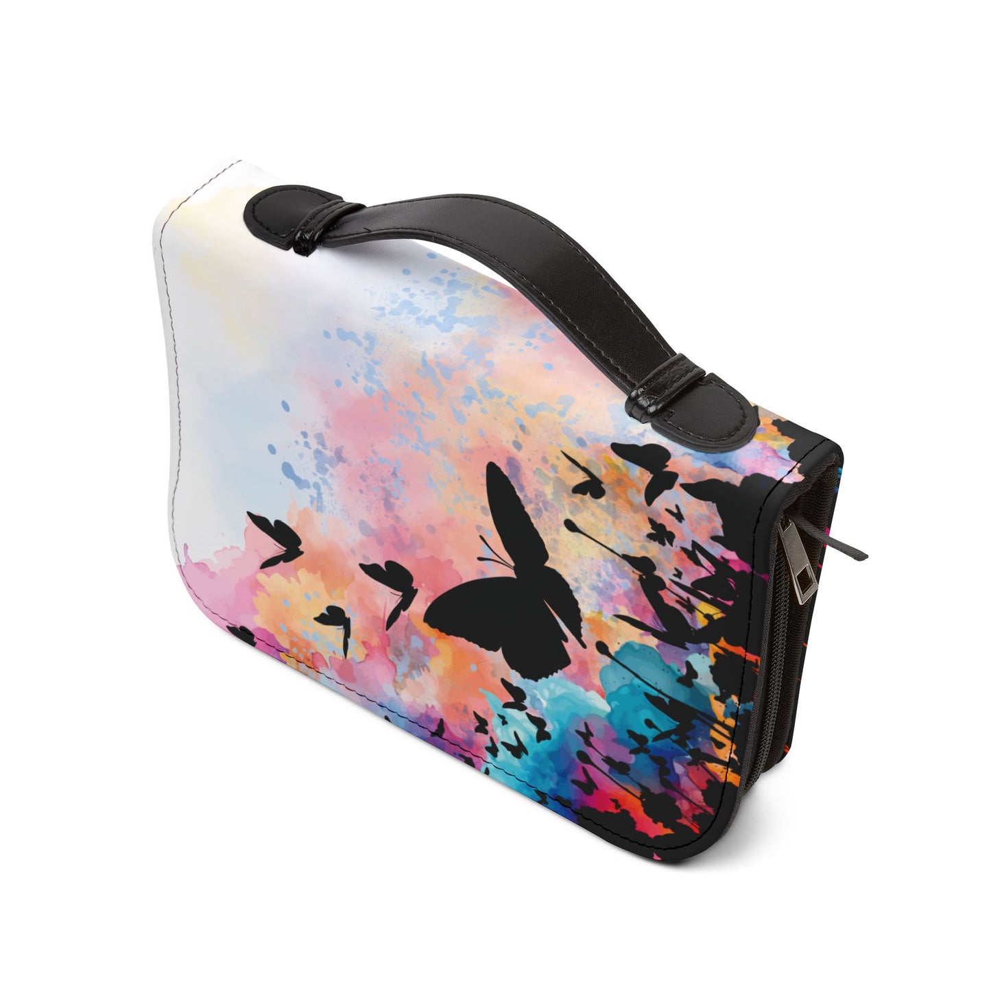 Side view of Everlasting to Everlasting Bible Cover featuring a durable zipper and convenient carry handle, designed for easy transport and secure protection of your Bible and study tools.