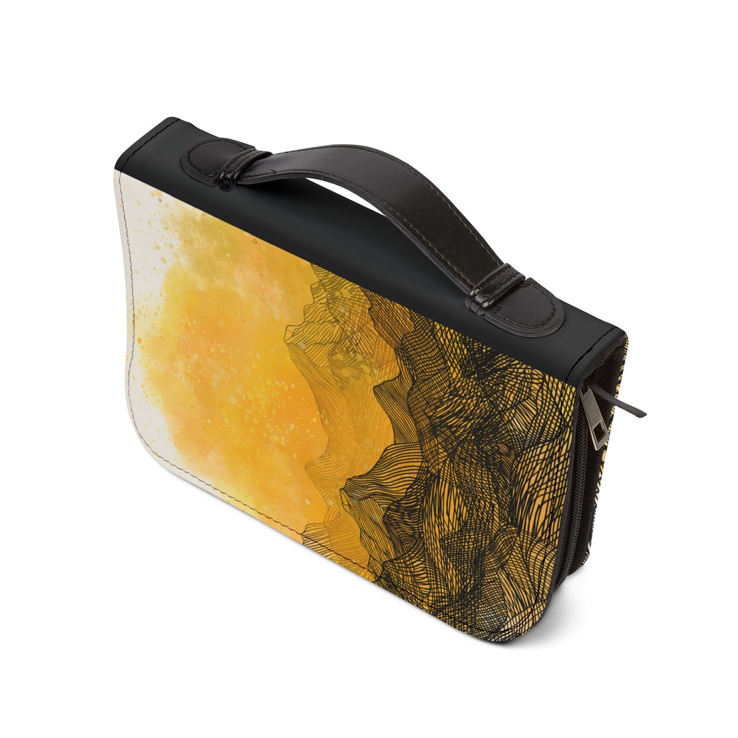 Side view of the "I Believe—Help My Unbelief" Bible Cover featuring a durable zipper and convenient carry handle, designed for easy transport and secure protection of your Bible and study tools.