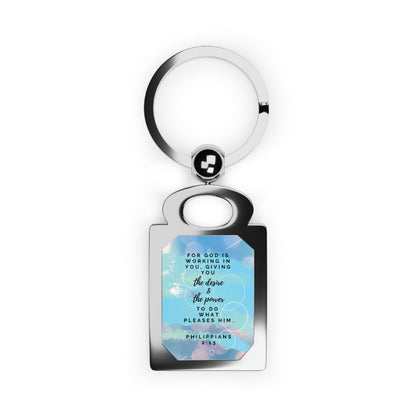 "For God is Working in You" Christian Keychain