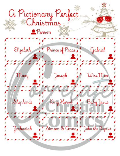 A Pictionary Perfect Christmas Christmas Person card Examples with Correlate Comics Watermark