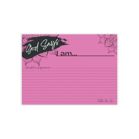 Biblical Affirmations Pink Post-it Note Pad Close Up