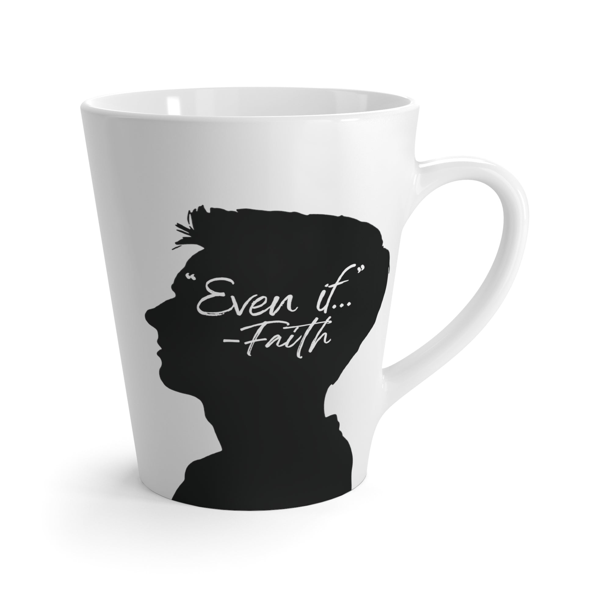 'What if / Even if' Faith Coffee Mug: Man with Short Hair 2 Even if Front View, No Background