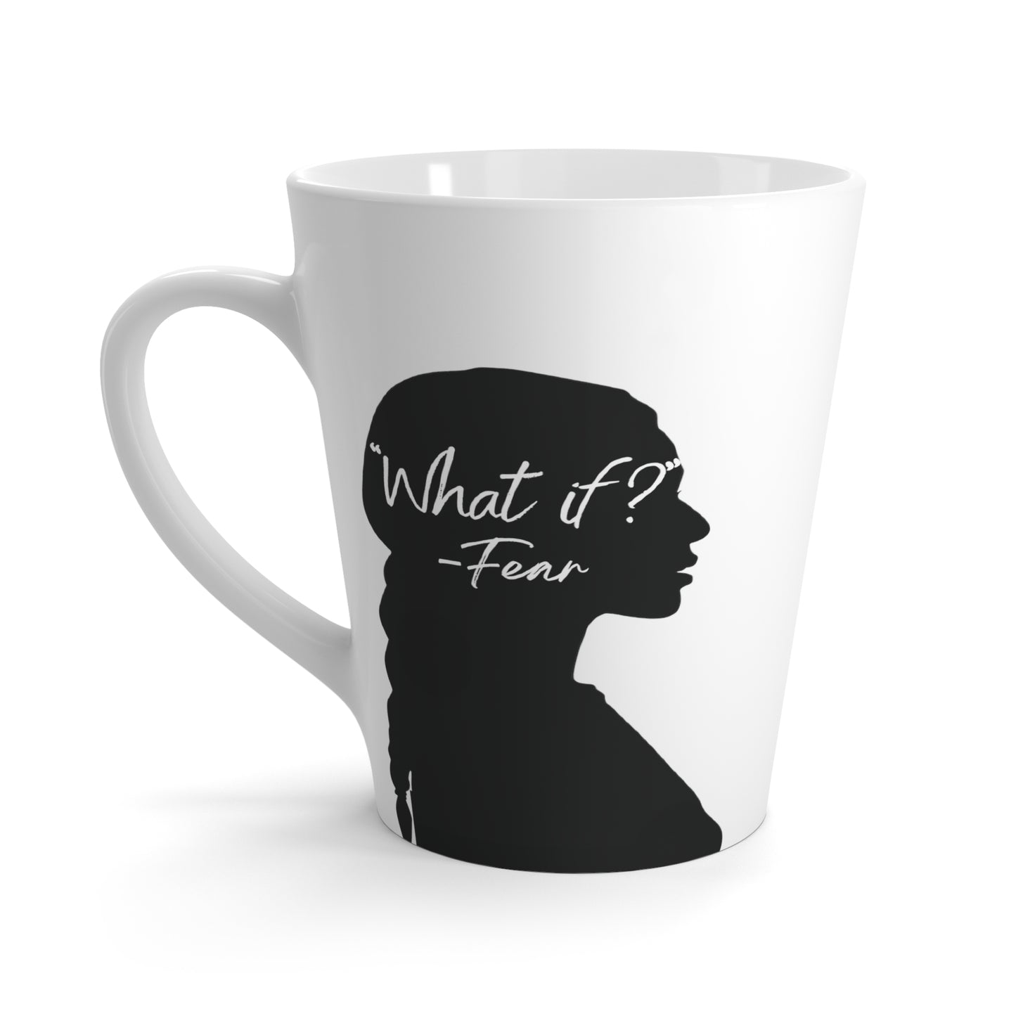 'What if / Even if' Faith Coffee Mug: Woman with Long Hair 1 What if back View, No Background