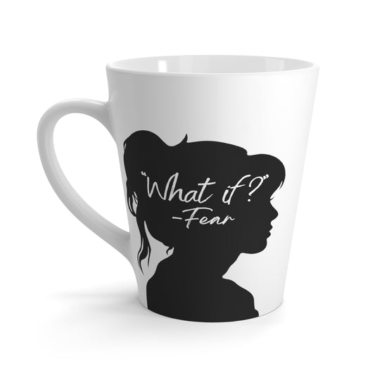 'What if / Even if' Faith Coffee Mug: Woman with Messy Bun 2 What if back View, No Background