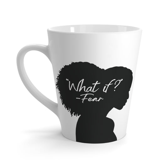 'What if / Even if' Faith Coffee Mug:  Woman with Natural Hair 2 Even If Front View, No Background