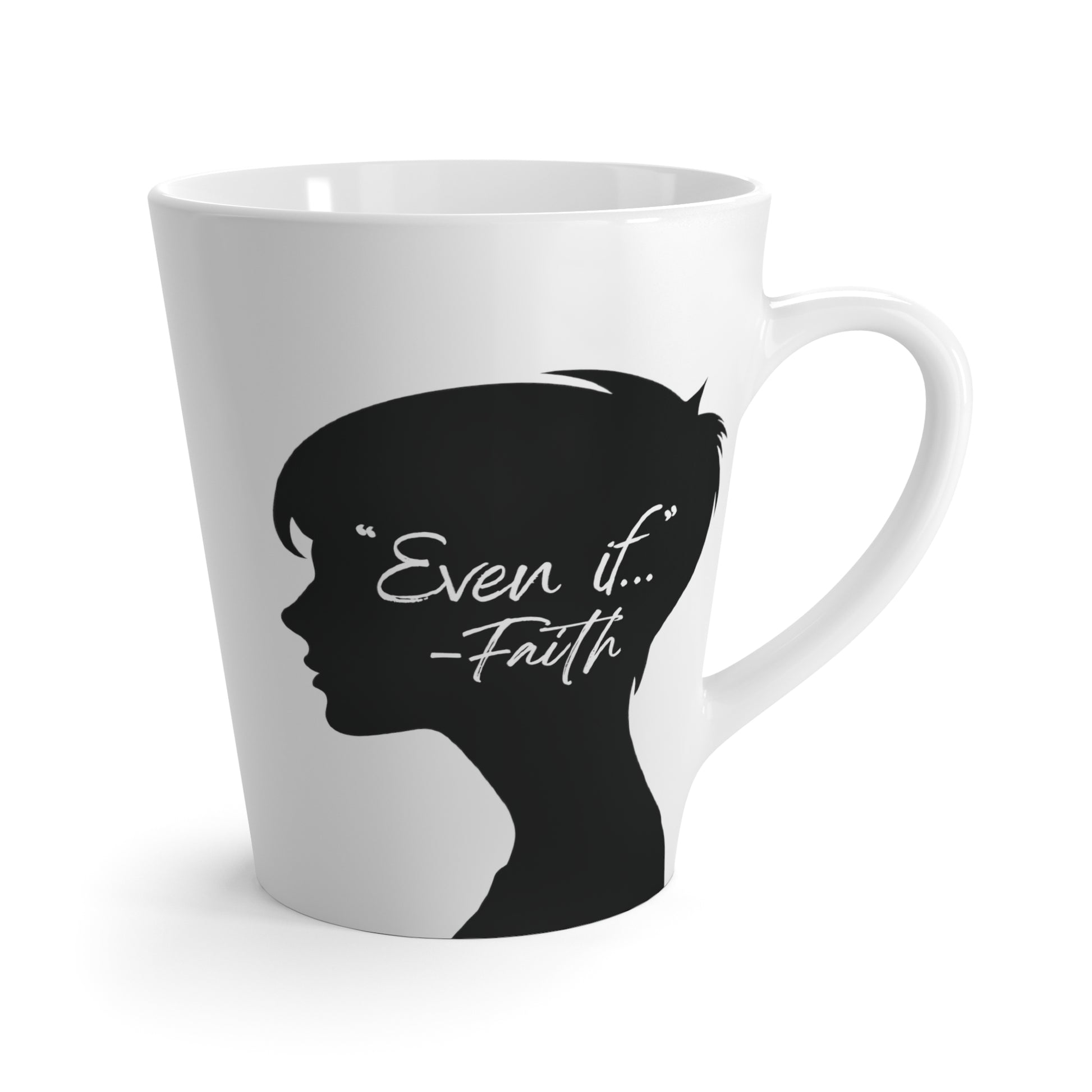 'What if / Even if' Faith Coffee Mug: Young Woman 1 Even If Front View, No Background
