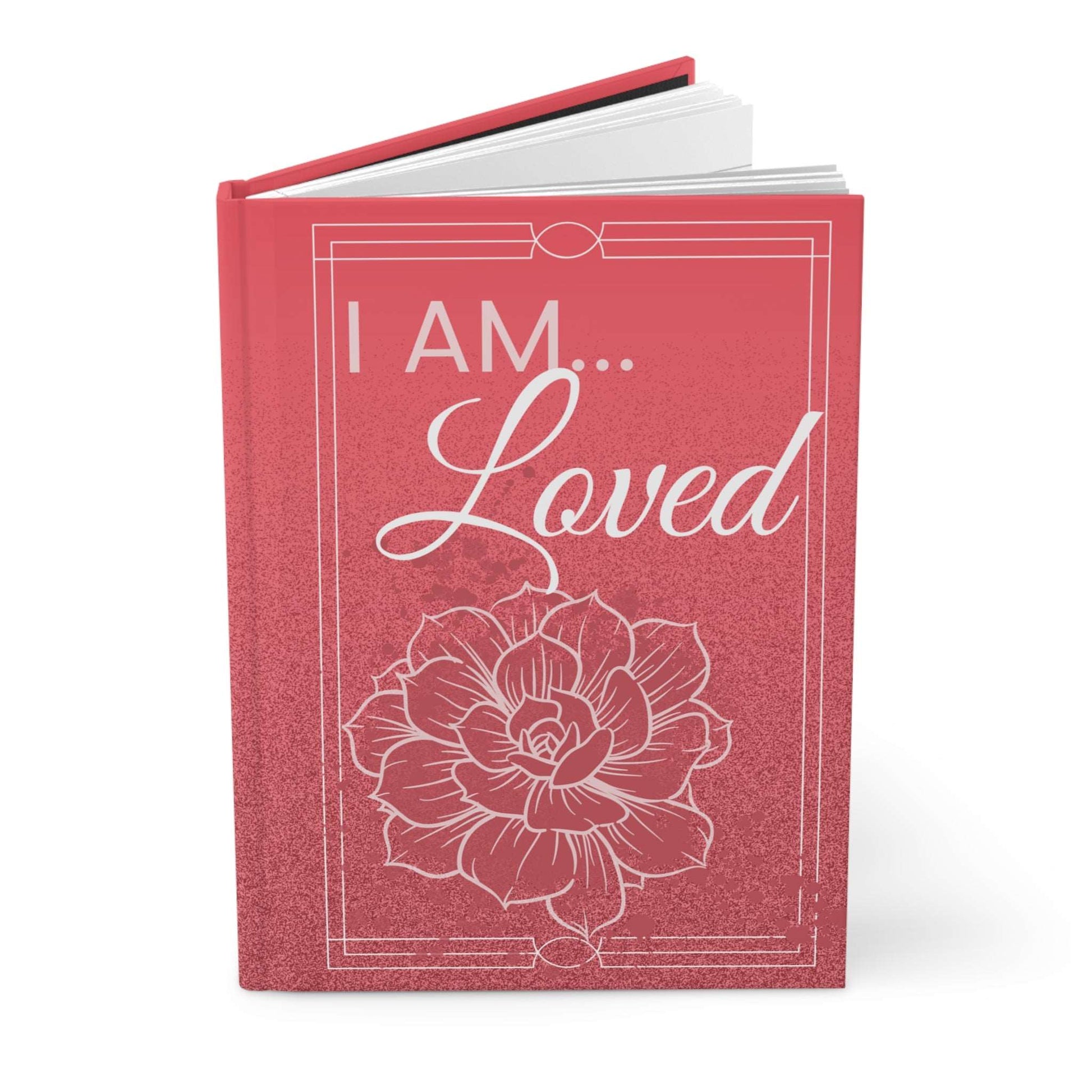 I am Loved... Hardcover Biblical Affirmations Journal Upright, slightly open, no background