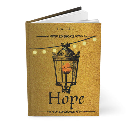 I will Hope...- Hardcover Biblical Affirmations Journal Upright, slightly open, no background