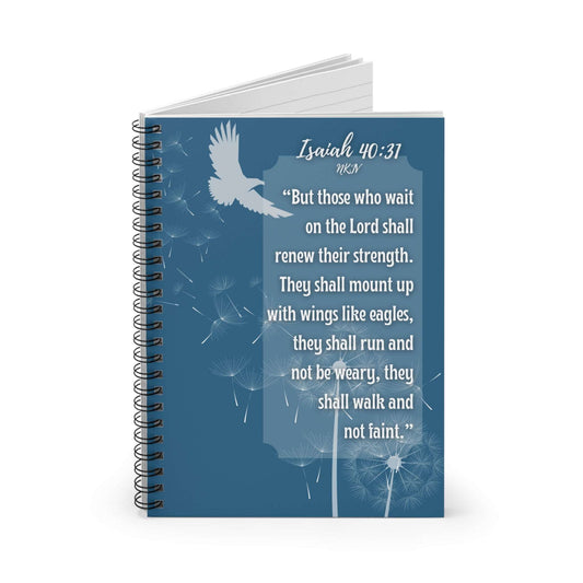 Isaiah 40:31 - 'But Those Who Wait on the Lord' Spiral Christian Journal Upright, slightly open, no background