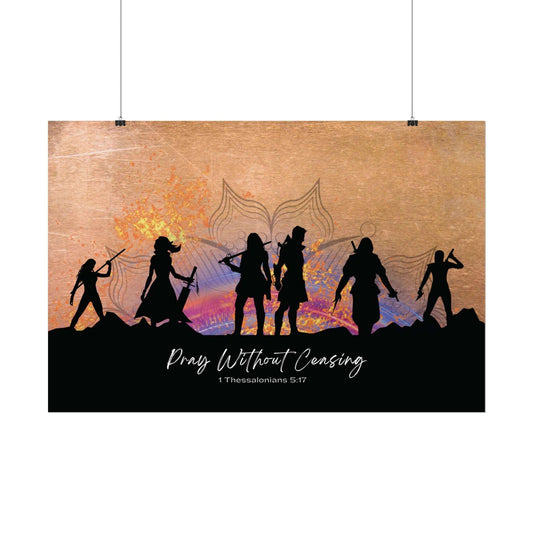1 Thessalonians 5:17- 'Pray without Ceasing' Christian Art Poster 36x24 hanging, white background