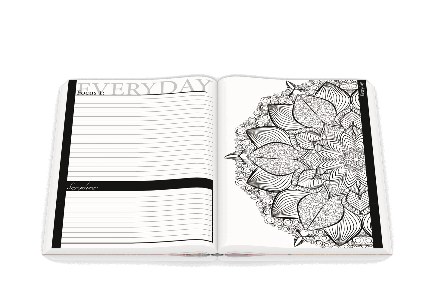 Open 3D Book, The Prayer Warrior's Journal showing an Everyday Focus example.