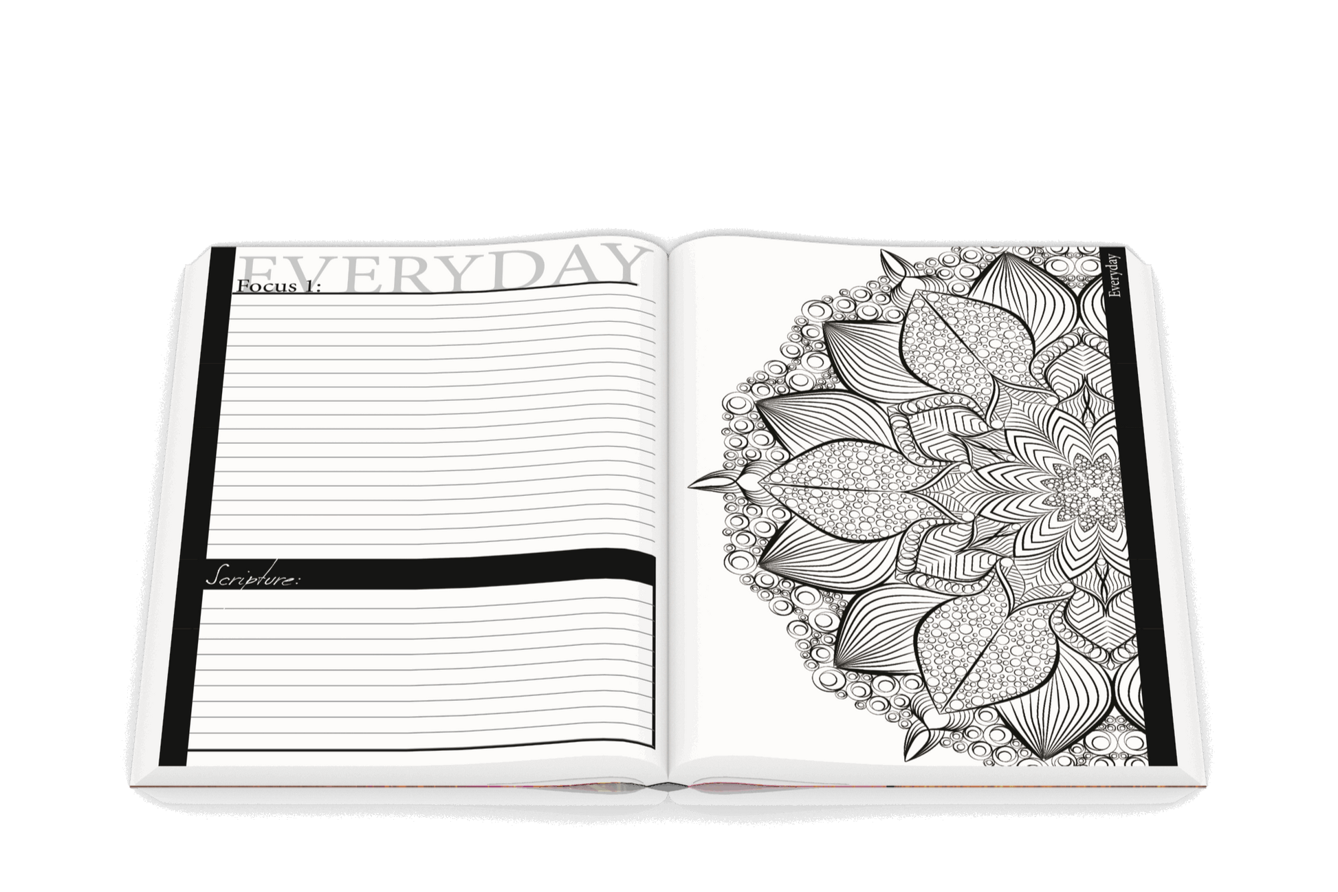 Open 3D Book, The Prayer Warrior's Journal showing an Everyday Focus example.