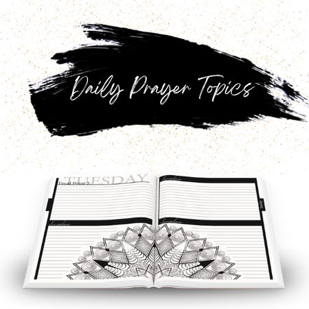 The Prayer Warrior's Journal Daily Prayer Topics 3D Open Book Example