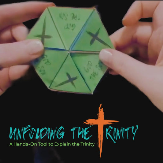 Unfolding the Trinity in use video of the hands-on flexagon. A visual aid to help in understanding the Holy Trinity.