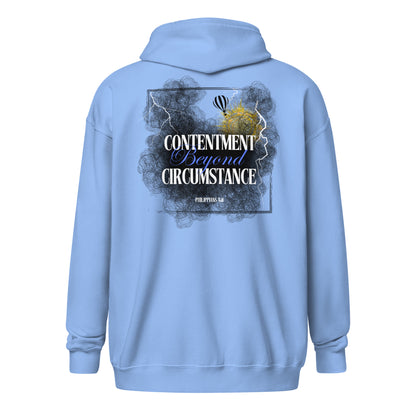 Contentment beyond Circumstance Philippians 4:11 Heavy Blend Zip Hoodie