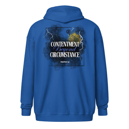 Contentment beyond Circumstance Philippians 4:11 Heavy Blend Zip Hoodie