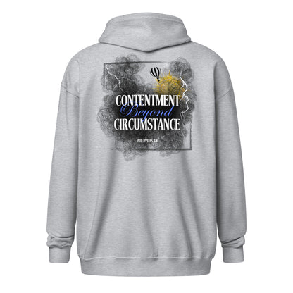 Contentment beyond Circumstance Philippians 4:11 Heavy Blend Zip Hoodie