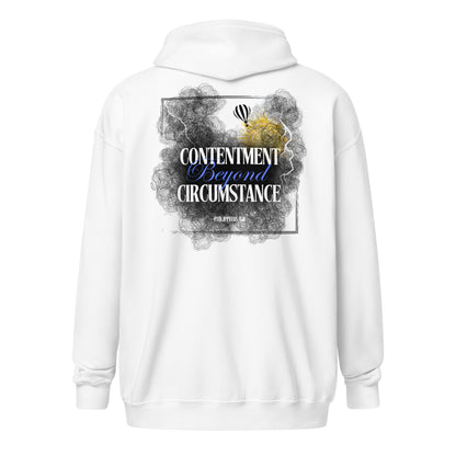 Contentment beyond Circumstance Philippians 4:11 Heavy Blend Zip Hoodie