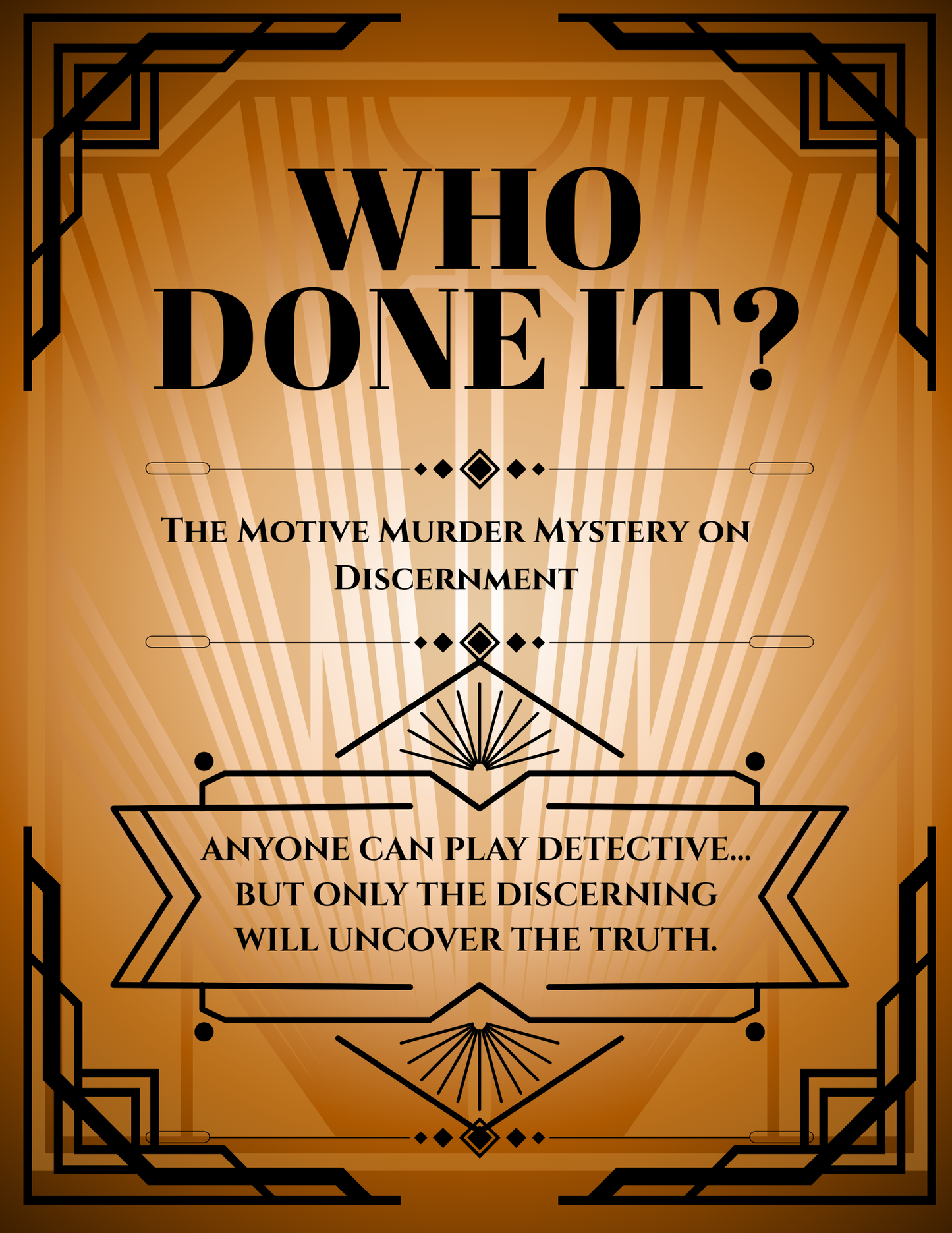 “Who Done It? The Motive Murder Mystery on Discernment” – a printable Christian youth group game teaching discernment.