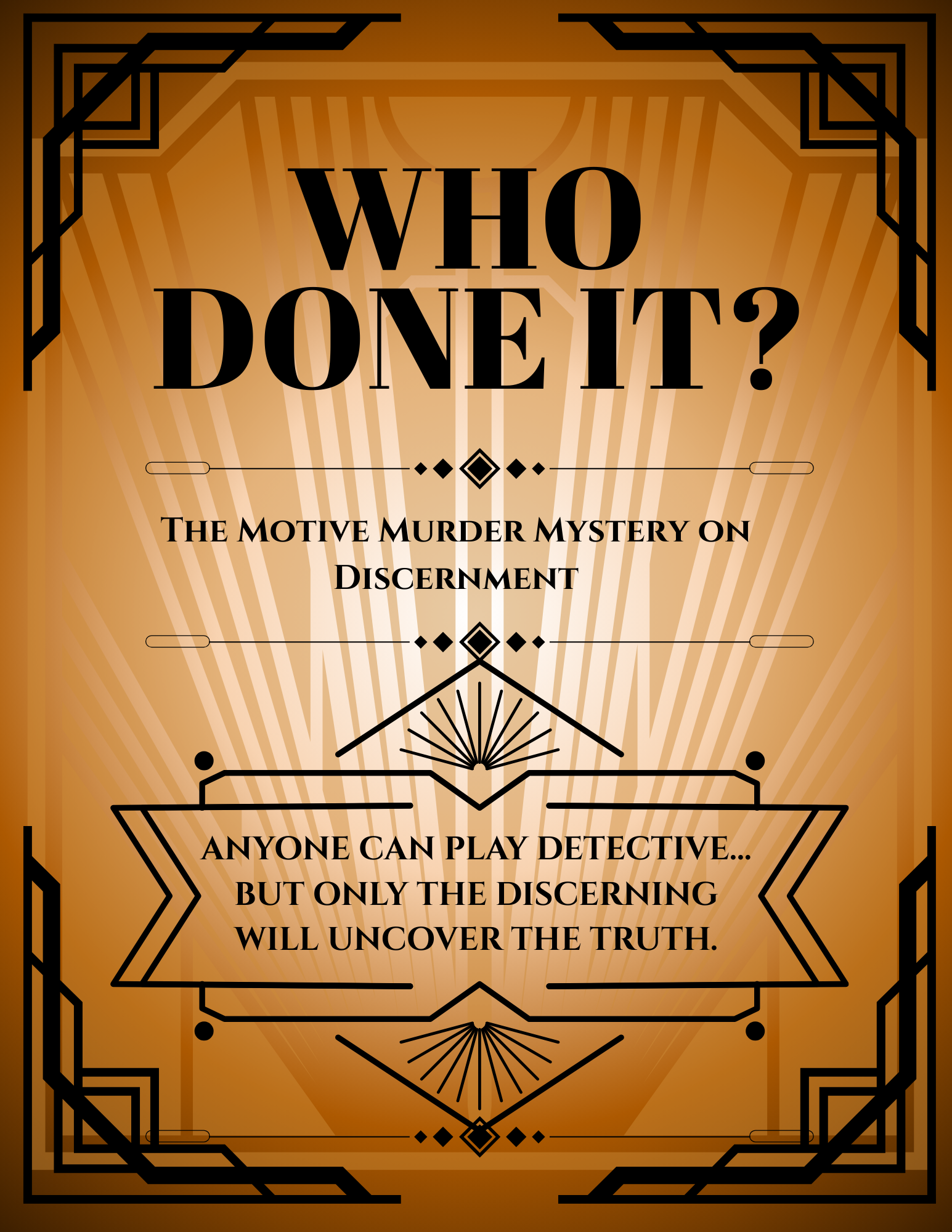 “Who Done It? The Motive Murder Mystery on Discernment” – a printable Christian youth group game teaching discernment.